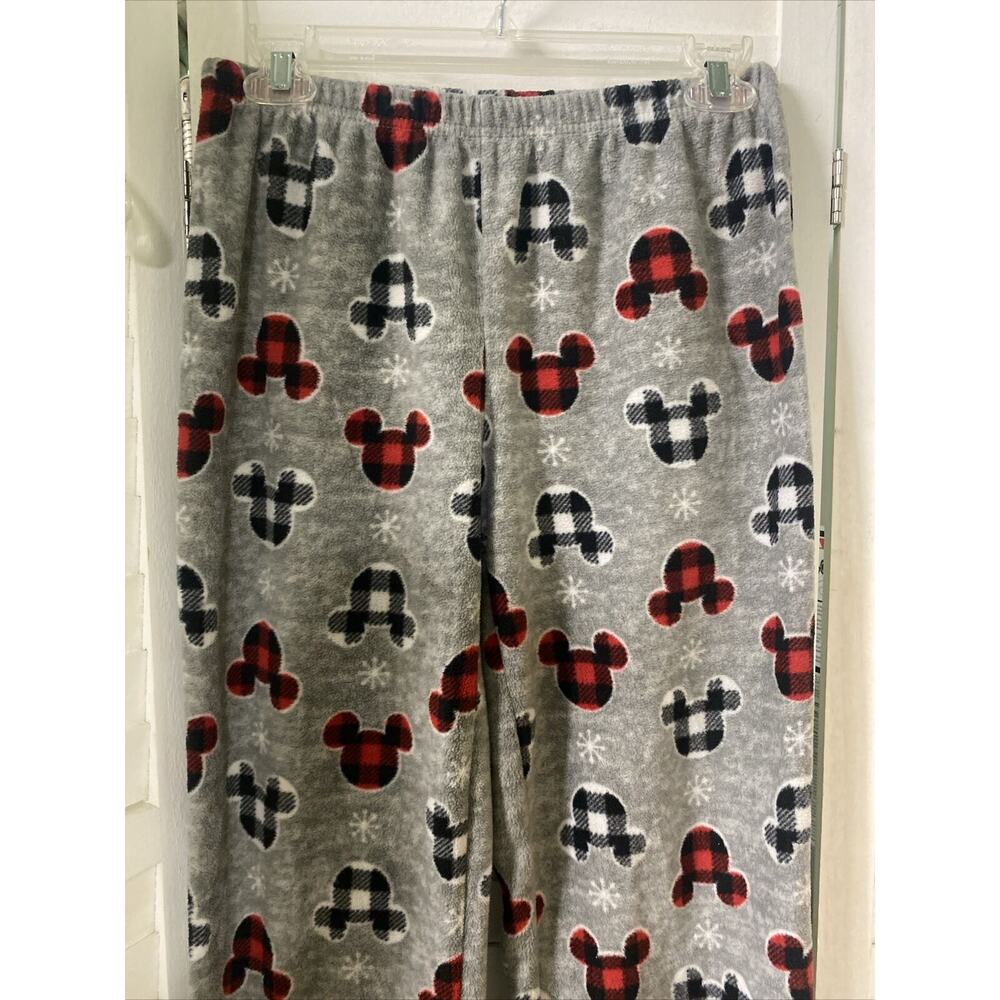 Disney Mickey Mouse Logo Pajama Bottoms Fleece Lounge Pants Elastic Waist XS - Picture 2 of 8